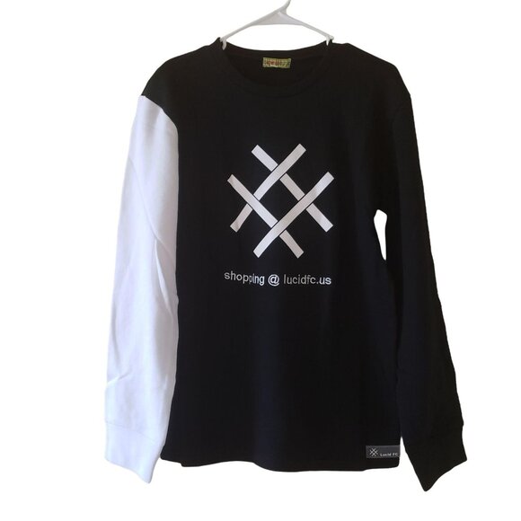 Lucid FC Black & White Long Sleeve Shirt With Graphic Logo XL - Picture 2 of 5